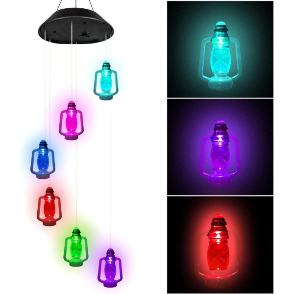 Садовая подвесная лампа Музыка ветра, 6 LED, разноцветная, солнечная батарея