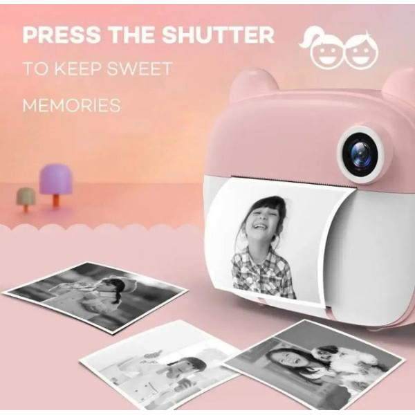Фотоаппарат для детей мгновенной печати Q9, Bluetooth, 48 Мп, розовый/голубой