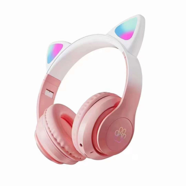 Детские наушники STN-28 PRO с Bluetooth, ушками котика и яркой подсветкой