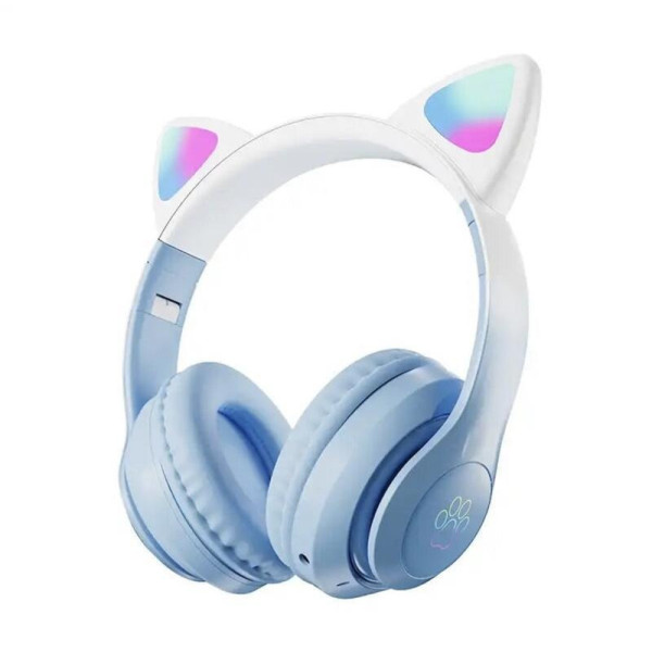 Детские наушники STN-28 PRO с Bluetooth, ушками котика и яркой подсветкой