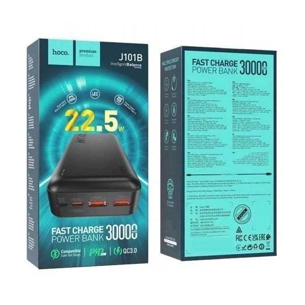 Внешний аккумулятор Power Bank 30000mAh Hoco J101B с поддержкой быстрой зарядки PD20W и QC3.0 22.5W