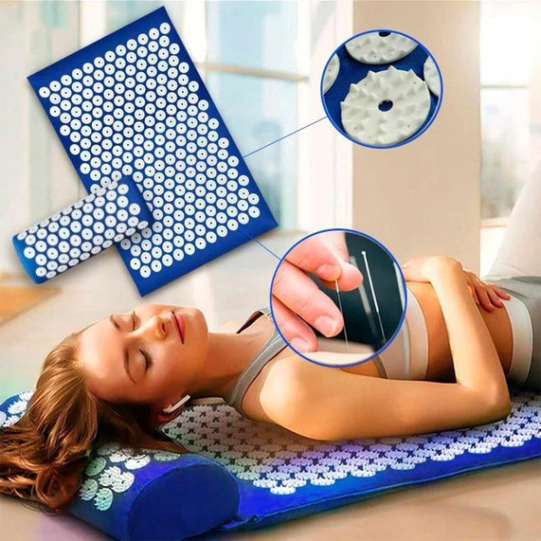 Коврик для массажа с валиком,Acupressure Mat эффективен при стрессе и боли