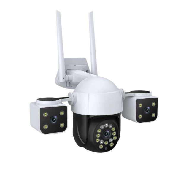 Уличная камера 4G Wi-Fi/LAN с 3 линзами и ночным видением, 2+2+2 Мп
