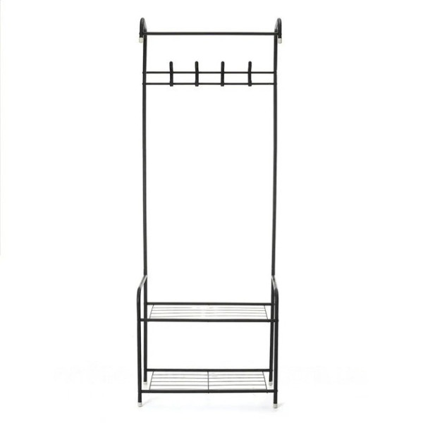 Напольная вешалка J059 для одежды и обуви, 170×60×35 см, черная, металлическая