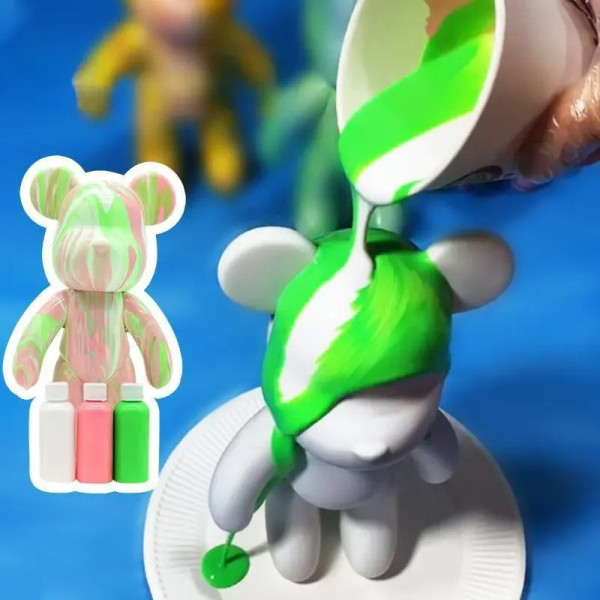 Флюидный творческий набор мишка DIY creative bear, 23 см, включает краски