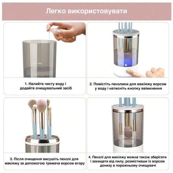 Универсальный электрический очиститель 3в1 для всех типов косметических кистей