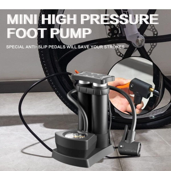 Двухцилиндровый ножной насос Air Pump AND 521-2414 S98-2409-Y с манометром, до 160 PSI