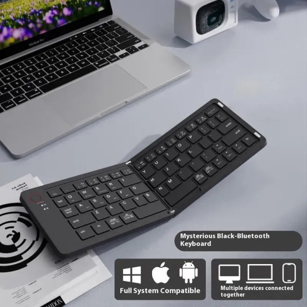Раскладная беспроводная клавиатура B023, 67 клавиш, Eng/Pyc, 2.4G, черная, 280x92 мм
