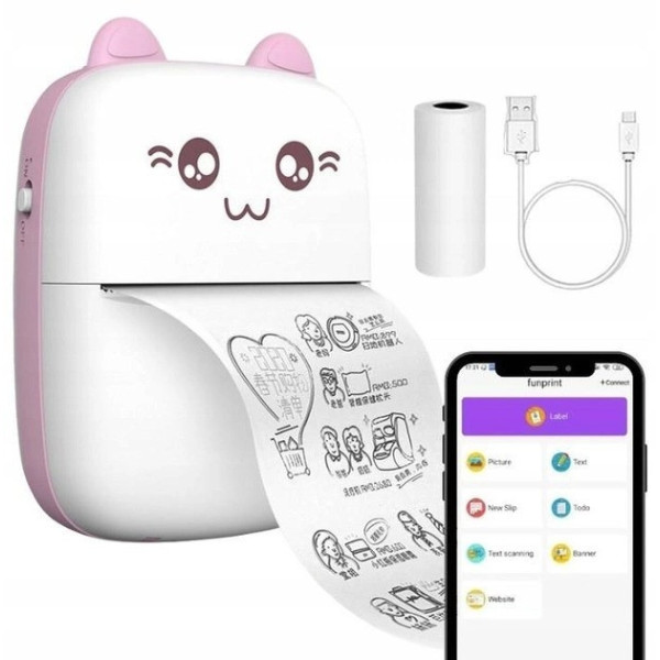 Термопринтер BAMBI CAT MINI, портативный, специально для детей
