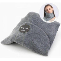 Подушка для путешествий на шею Travel Pillow, шарф-тип, серая, для комфортного сна в транспорте