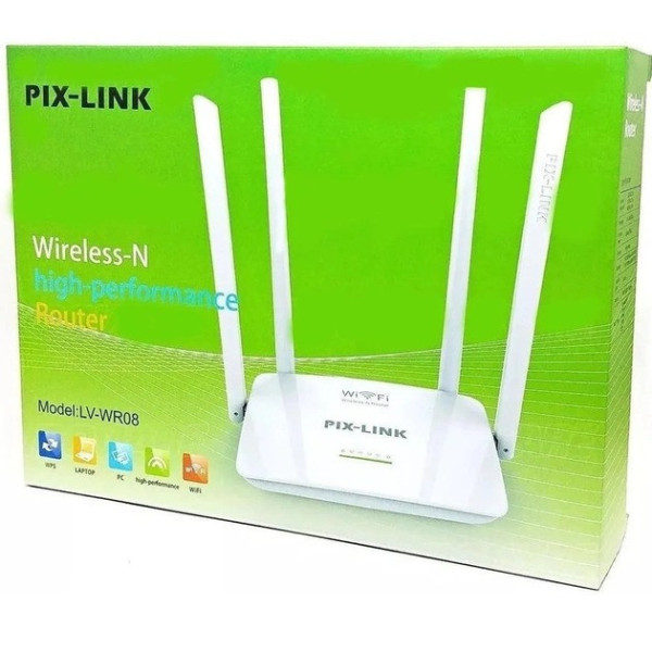 Маршрутизатор Pix-Link LV-WR08 WI-FI, роутер поддерживает скорость до 300Mbps, 4 антенны