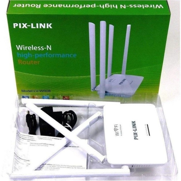 Маршрутизатор Pix-Link LV-WR08 WI-FI, роутер поддерживает скорость до 300Mbps, 4 антенны