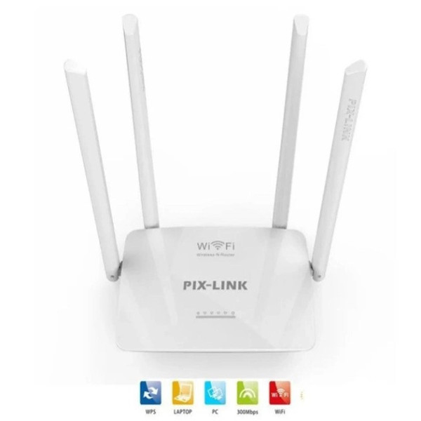 Маршрутизатор Pix-Link LV-WR08 WI-FI, роутер поддерживает скорость до 300Mbps, 4 антенны