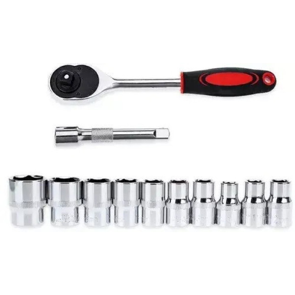 Комплект из 12 торцевых головок с трещоткой New Tools, изготовлен из хромованадиевой стали