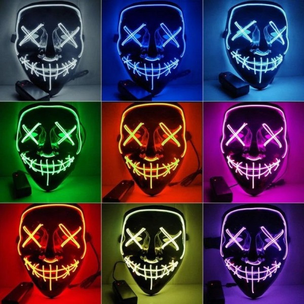 Маска "Судная ночь" Purge Mask ABC, неоновая, на батарейках