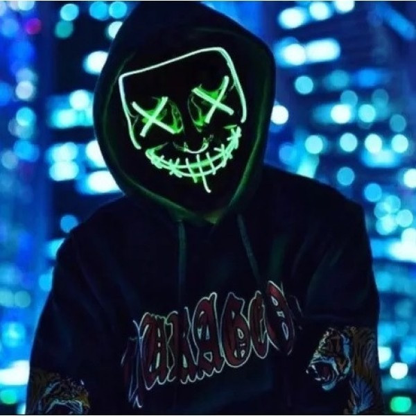 Маска "Судная ночь" Purge Mask ABC, неоновая, на батарейках