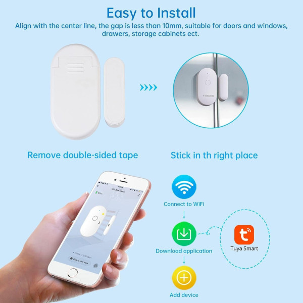 Wi-Fi сигнализация для дверей и окон Fuers WIFID01, поддерживает Tuya/Smart Life, беспроводная