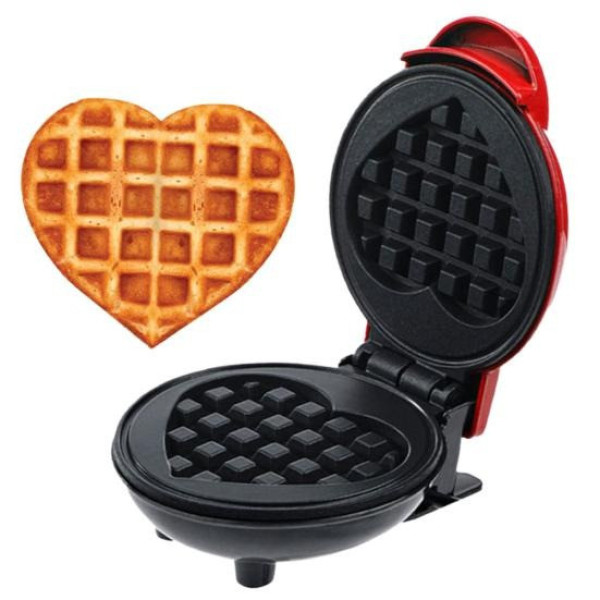 Мини-вафельница в форме сердца Waffle Maker, электрическая, с антипригарным покрытием