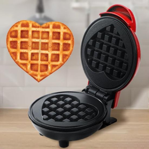 Мини-вафельница в форме сердца Waffle Maker, электрическая, с антипригарным покрытием