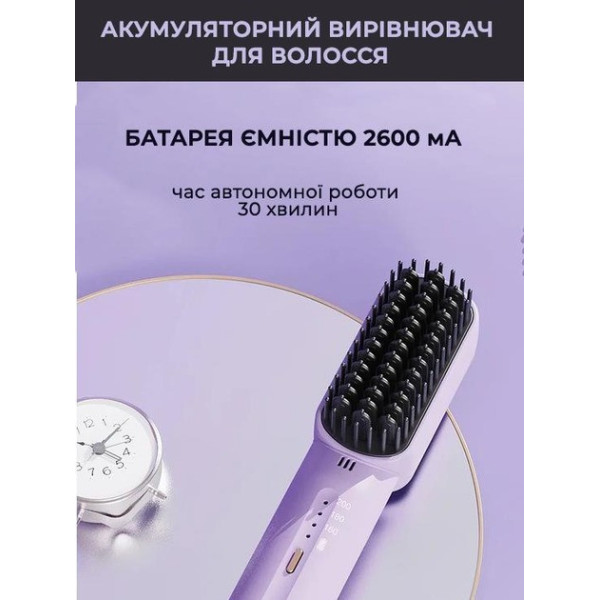 Аккумуляторный выпрямитель-расческа RD-1733 с титановым покрытием, 3 режима нагрева, USB