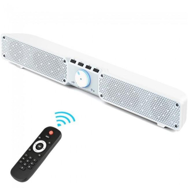 Портативная колонка SOUNDBAR Q10 белая, 2×10 Вт, басы, громкая связь, TF, USB, AUX, до 10 часов
