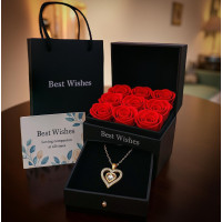 Подарочный набор мыльных роз Best Wishes 9 шт с отделением под украшение, коробка черная