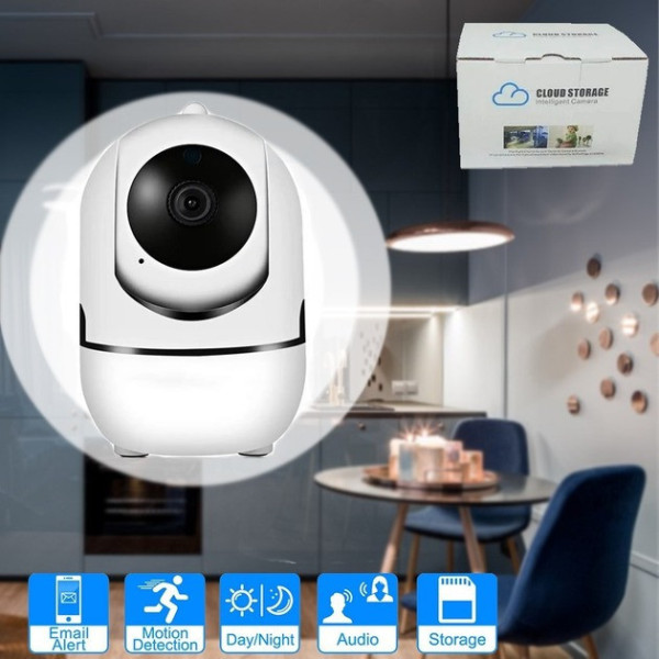 Поворотная IP камера QC011 WiFi беспроводная с микрофоном, динамиком, ночным видением и облачным хранением