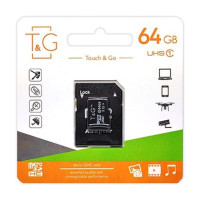 Карта памяти T&G MicroSDXC 64 GB UHS-I Class 10 с адаптером SD, скорость до 100 МБ/с