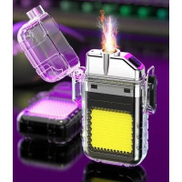 Электроимпульсная USB-зажигалка 9258 с фонариком, влагозащита, спиральная