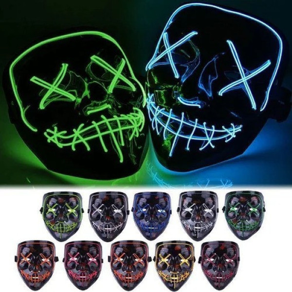 Маска на батарейках "Судная ночь" Purge Mask ABC, неоновая