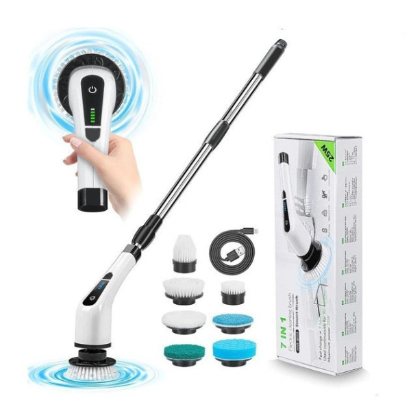 Электрощетка для уборки 50 см Cleaning Brush с 8 насадками и вращающейся головкой 360°