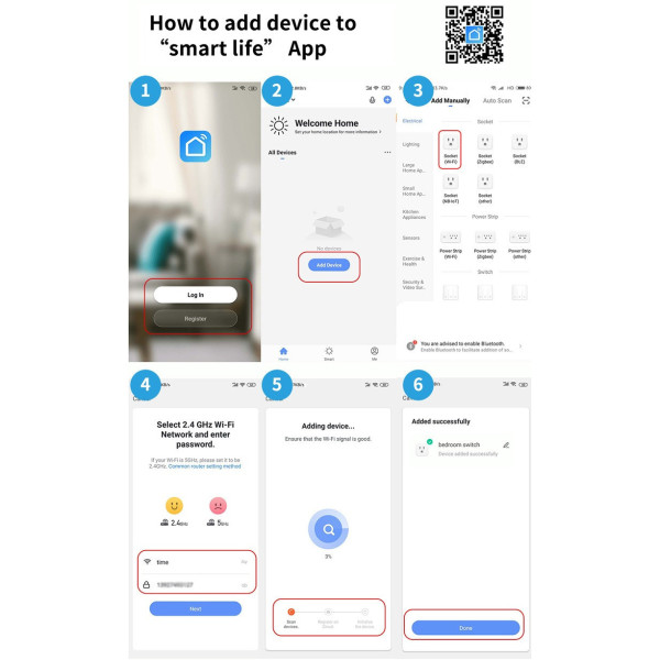 Умная Wi-Fi розетка Tuya 20А с таймером и счетчиком энергии Белый