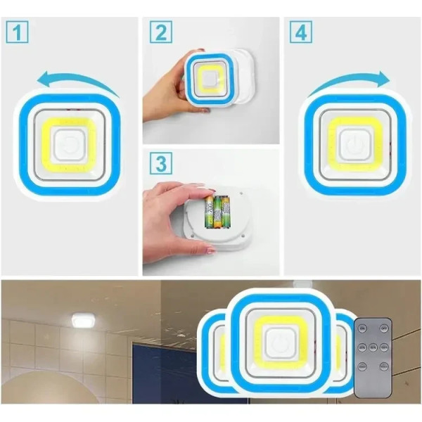 Комплект светодиодных светильников с пультом и таймером LED Light with Remote Control Set (3 светильника)