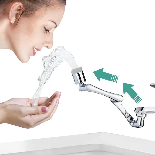 Пластиковая Насадка-Аэратор Faucet Splash Head для Смесителя с Поворотной Головкой на 1080 Градусов и 2 Режима