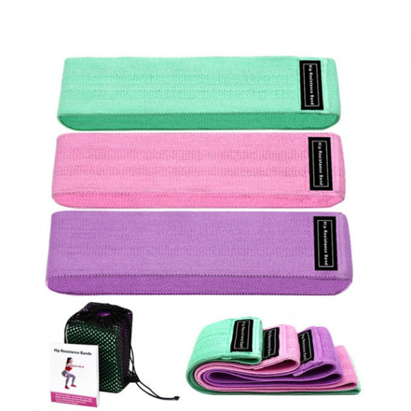 Тканевые эластичные фитнес-петли Hip Resistance Bands 3 шт + мешочек для пилатеса, набор гибких резинок для фи