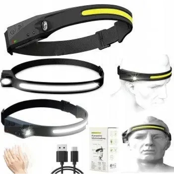 Налобный фонарь BL G28 XPE+COB с сенсором