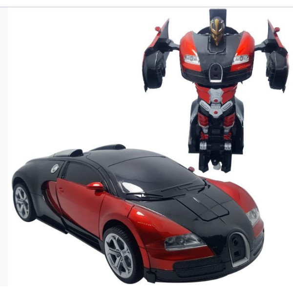 Машинка-трансформер Bugatti Car Robot Size 18, красная