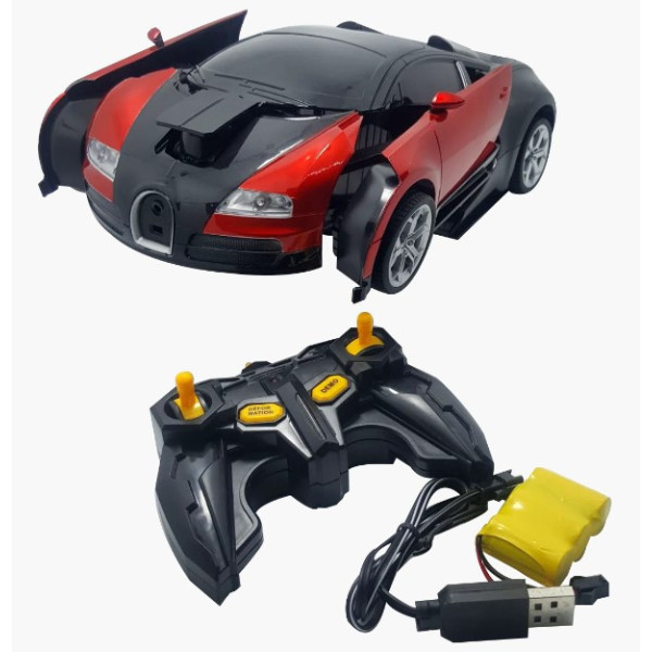 Машинка-трансформер Bugatti Car Robot Size 18, красная