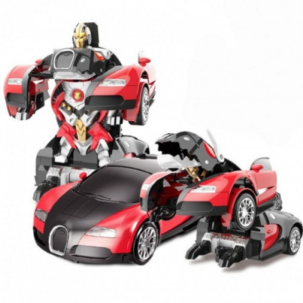 Машинка-трансформер Bugatti Car Robot Size 18, красная