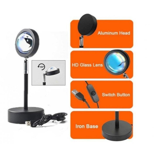 Лампа с проекцией рассвета "SUN LAMP USB" Проекционный светильник с эффектом солнца