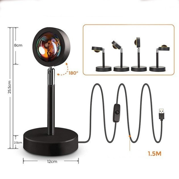 Лампа с проекцией рассвета "SUN LAMP USB" Проекционный светильник с эффектом солнца