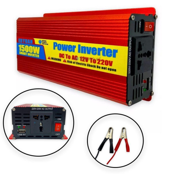 Авто инвертор преобразователь напряжения power inverter 1500w 12v-220v ac/dc, инвектор 1500 вт