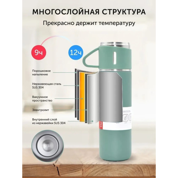 Набор термос и 2 чашки LY-526, Vacuum cup