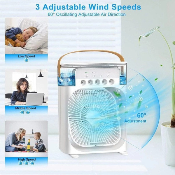 Портативный мини кондиционер Air Cooler Fan 4в1 с ночником и USB увлажнителем, LED подсветка