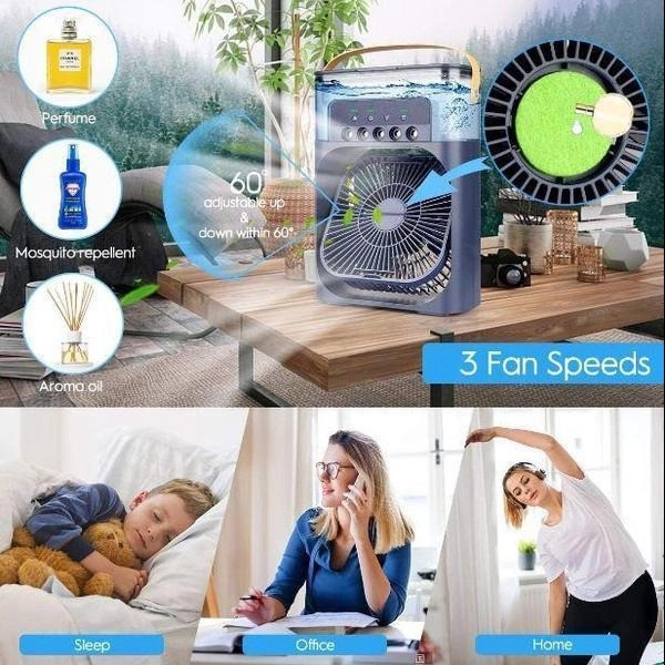 Портативный мини кондиционер Air Cooler Fan 4в1 с ночником и USB увлажнителем, LED подсветка