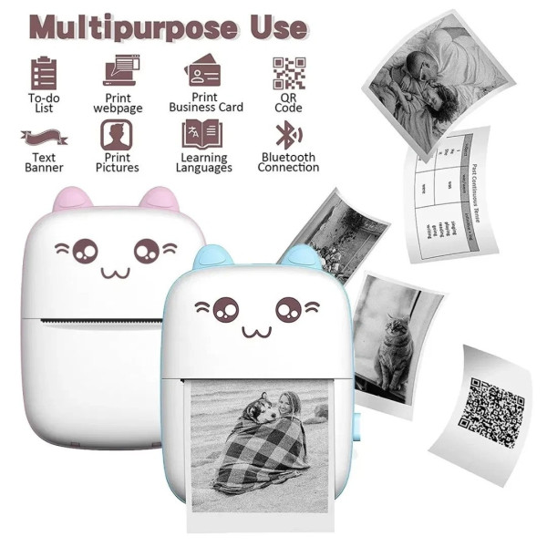 Портативный беспроводной термопринтер Mini Printer