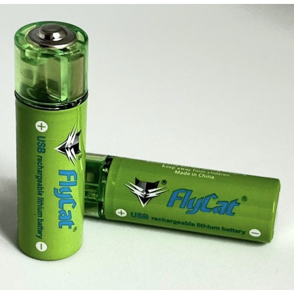 USB аккумуляторные батарейки FluCat AA 1.5V 1450 mAh, комплект 2 шт.