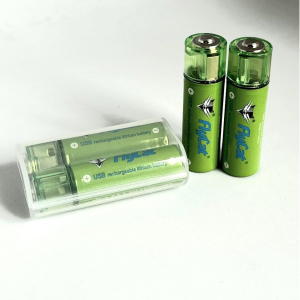 USB аккумуляторные батарейки FluCat AA 1.5V 1450 mAh, комплект 2 шт.