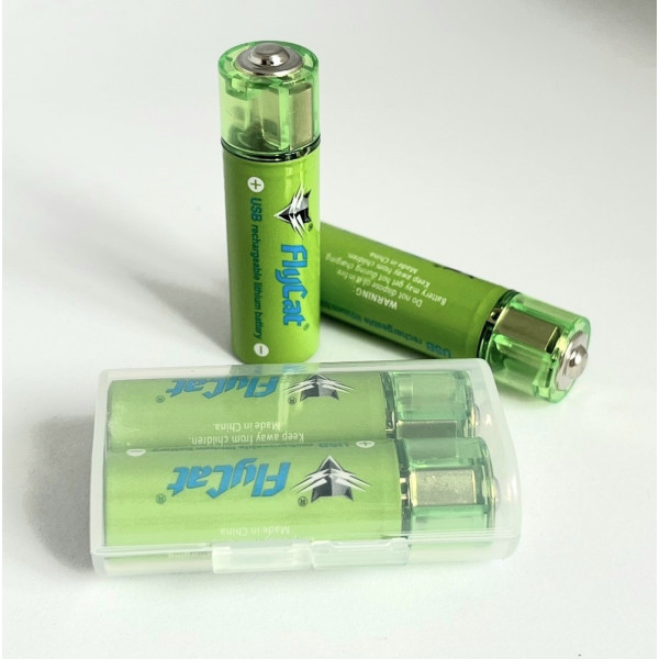 USB аккумуляторные батарейки FluCat AA 1.5V 1450 mAh, комплект 2 шт.