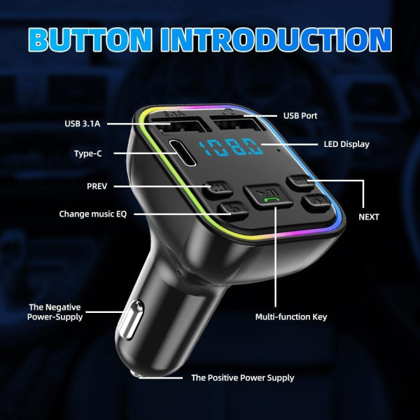 Автомобильный трансмиттер FM Player G39 с Bluetooth 5.0, FM модулятор